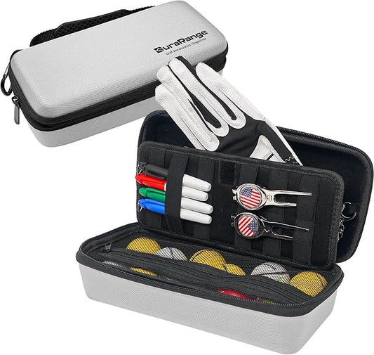 DURARANGE Golf Glove Holder Case with Glove Shaper - Portable Golf Accessories Organizer for Men & Women - Waterproof 900D Nylon, Large Capacity for Balls, Tees, Markers - Ideal Gift