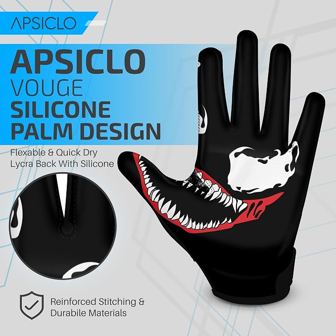 Sticky Football Receiver Gloves Silicone Grip Youth & Adult Sizes