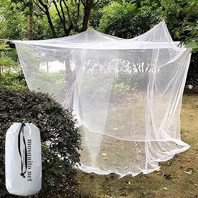 Camping Mosquito Net 6.5'x6.5' Largesize Black Outdoor | One-opening 79"x79"x71", Bottom Fixing Strap, Insect Netting Mesh, w/ Carrying Bag for Camping, Picnic, Patio, Trips