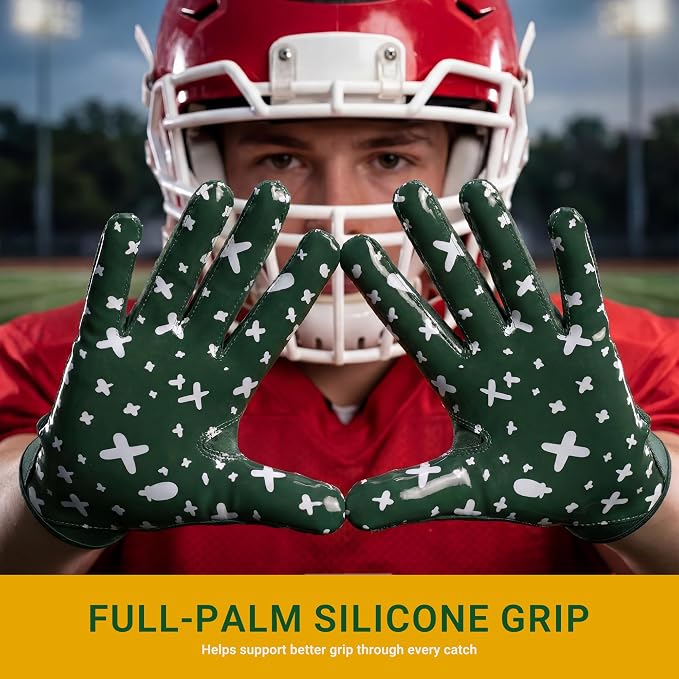 Football Gloves for Youth and Adult Men,Sticky Adhesive Palms Receiver Gloves,Grip Boost Flag Football Accessories Gifts for Family and Friends