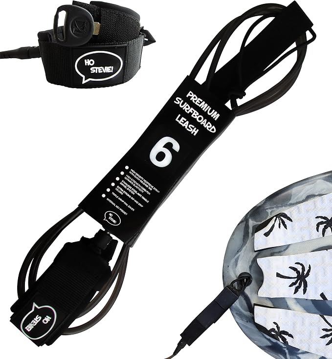 Ho Stevie! Premium Surf Leash - No Tangles, No Lost Surfboard - Hi-Strength Lightweight 1/4" Cord - Feels Like Surfing Leashless - 6/7/8/9 Feet