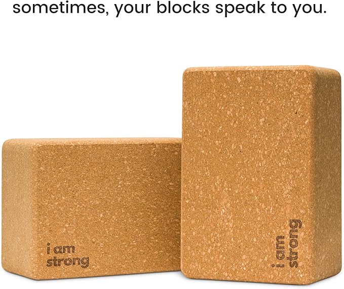 Cork Yoga Blocks 2 Pack – High Density Non Slip with Select Cork Grain for Chip-Resistant Durability | Extra Thick 4” for Support & Stability | Natural, Smooth, and Crumble Free | Body By Yoga