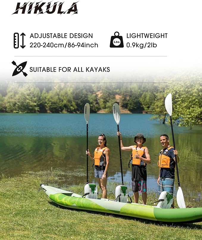 Kayak Paddles Aluminum Shaft Paddle with Nylon Blades, Floating Adjustable Kayaking Oars, 3 Piece, 220-240cm/86-94 Inches,Black/Rose/Teal