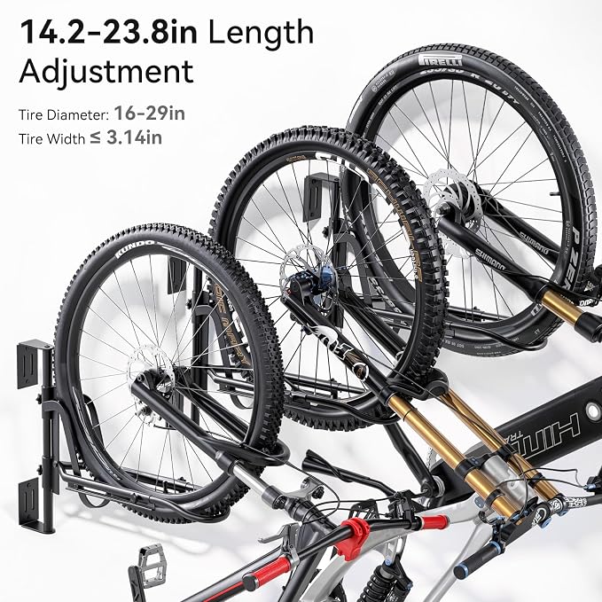 Housolution Swivel Bike Wall Mount, [1 Pack] No Lifting Bike Rack for Wheels Sizes up to 29'', Bike Hangers for Garage, Space-Saving Bike Rack Garage, Bike Hanger for Bikes with Max 3.14'' Tire Width