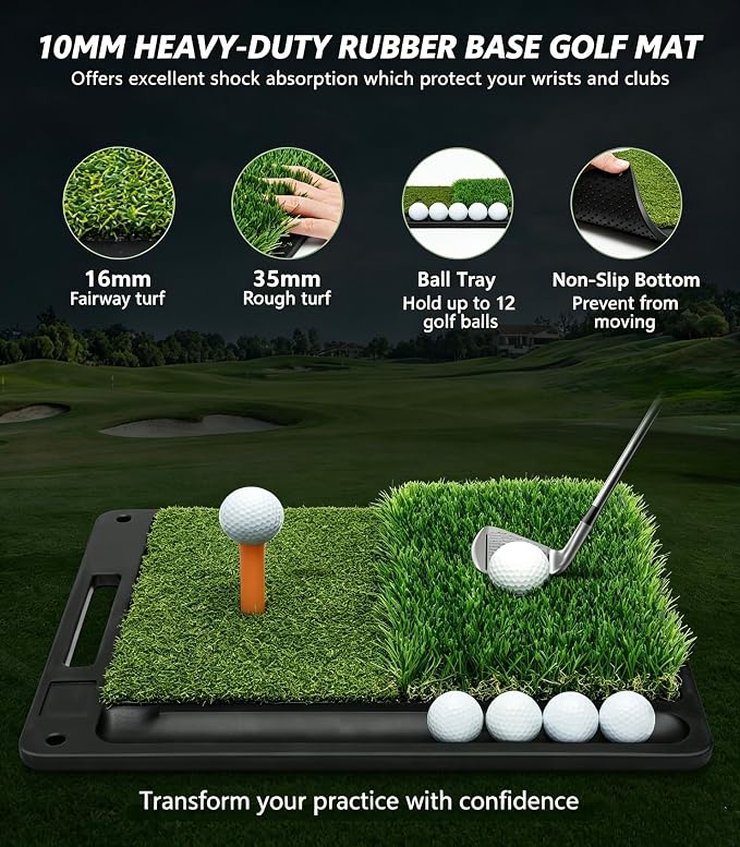 Golf Net: 10x7FT Practice Net with Mat – for Chipping, Swing & Driving Practice –Golf Nets for Backyard, Indoor & Outdoor Use – Ideal Gifts for Men, Women, Dad, Husband, Golfers