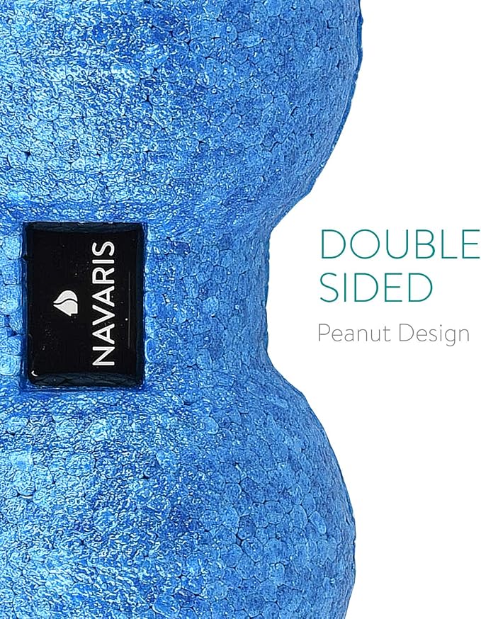 Navaris 2X Peanut Duo Ball - in 2 Sizes Duo Ball Fascia Ball Set - Trigger Point Ball - Fascia Balls - Black/Blue