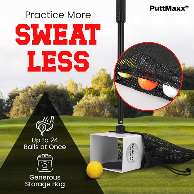 Golf Putting Trainer and Ball Retriever with Target Cup, Telescopic Handle, Ball Collection Bag, Practice Putting and Chipping Aid for Home and Green