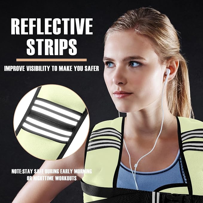 NATURELUX Weighted Vest Men or Women - 5/10/15/20/25/30lbs Weights with Reflective Stripe, Weighted Vest for Workout Equipment for Strength Training Running - Walking Weight Loss