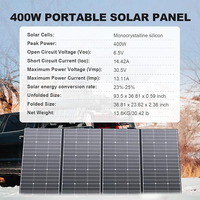 ALLPOWERS SP037 400W Portable Solar Panel with Adjustable Kickstand, High Efficiency Solar Cell, Foldable Solar Charger for Power Station, IP67 Waterproof for RV Camping Home Off-Grid Outdoor