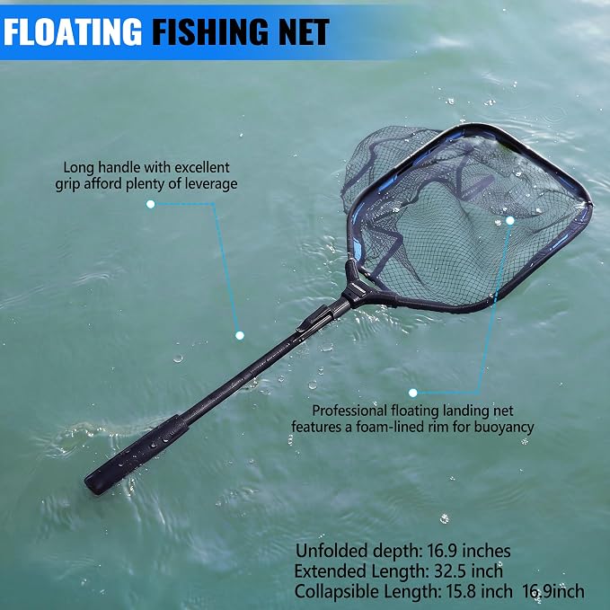 PLUSINNO Fishing Gear,Fsihing Backpack with Floating Fishing Net,Tackle Boxes,Waterproof Fishing Tackle Bag,Fishing Gifts for Men
