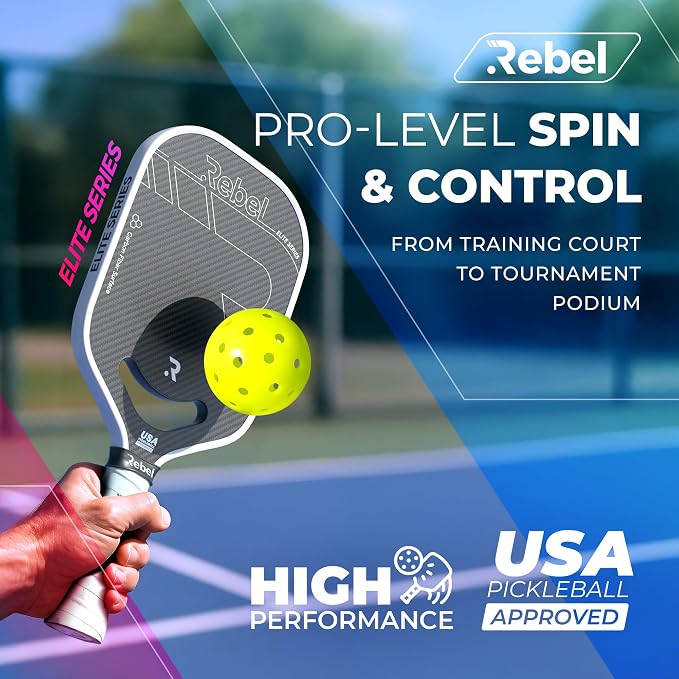 Pickleball Paddle Carbon Fiber | Professional Carbon Fiber Pickleball Paddle | 16mm Polymer Core | Designed for Maximum Control and Power | USAPA Approved | Designed in San Diego