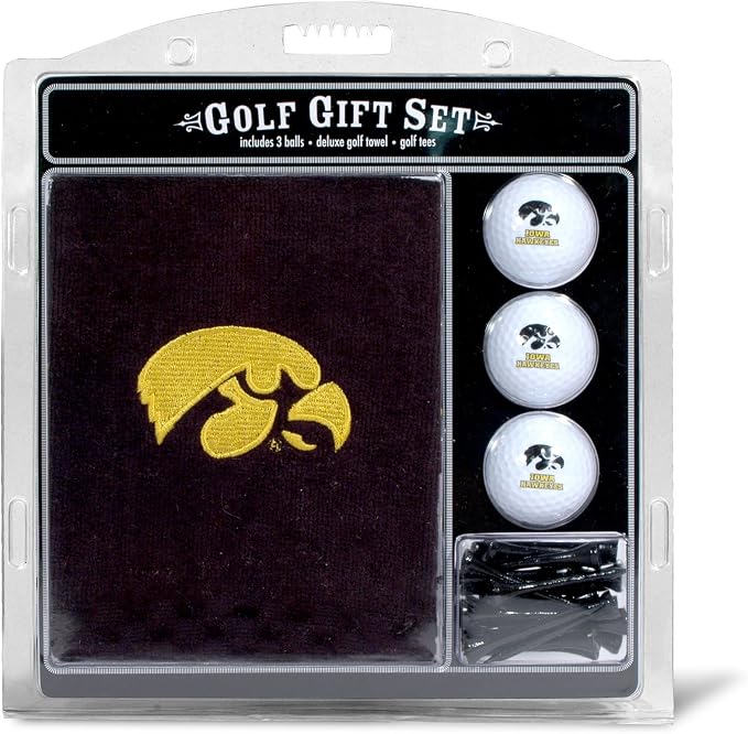 Team Golf NCAA Gift Set Embroidered Golf Towel, 3 Golf Balls, and 14 Golf Tees 2-3/4" Regulation, Tri-Fold Towel 16" x 22" & 100% Cotton