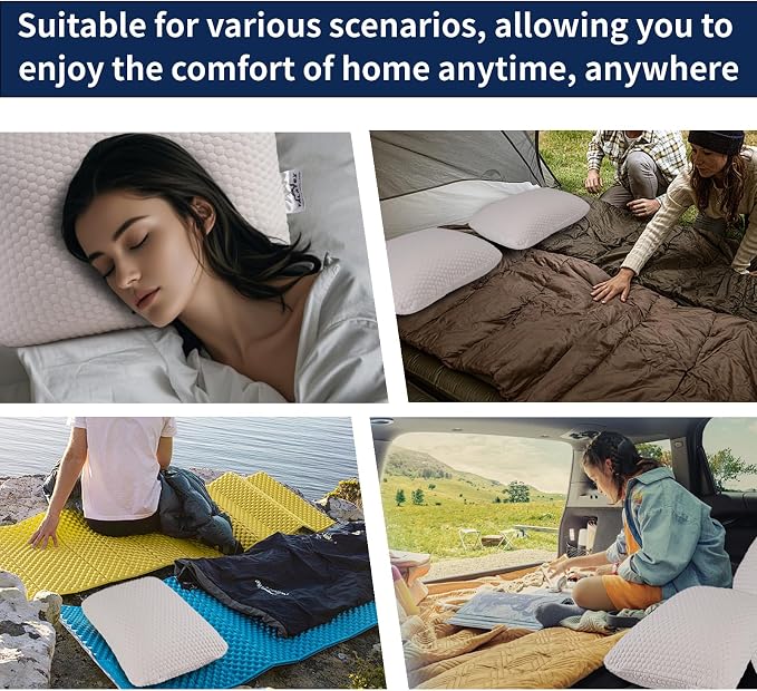 Talatex 100% Natural Premium Talalay Latex Travel Pillow, Camping Pillow, Small Camping Pillow with Compressible Stuff Sack, No Memory Foam Chemicals with Washable Cover (Medium Latex, 1)