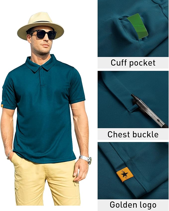 ZITY Mens Polo Shirt Short Sleeve Sports Tactical T-Shirt Athletic Golf Polos Daily Casual Stylish Collared Shirts for Men