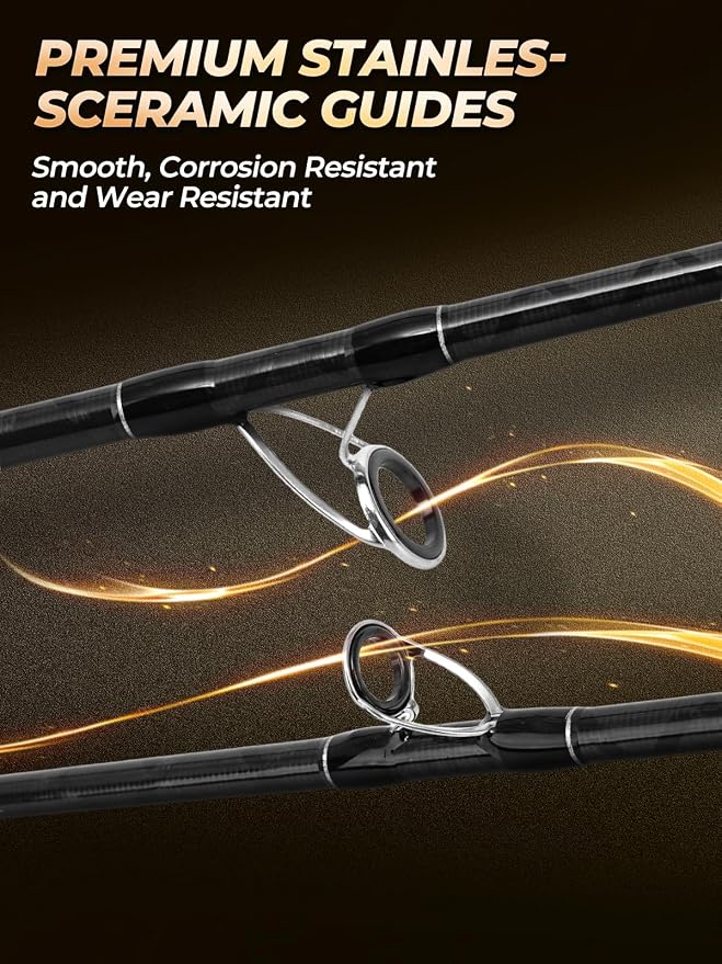 Jenseits Carbon Fiber Fishing Rod Series (6-12 Ft), Spinning & Casting Rods with Stainless Steel Ceramic Guides, Fast Action Fishing Pole for Bass, Trout, Walleye & Surf Fishing