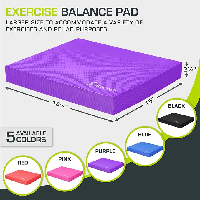 ProsourceFit Exercise Balance Pad, Non-Slip Cushioned Foam Mat & Knee Pad for Fitness and Stability Training, Yoga, Physical Therapy