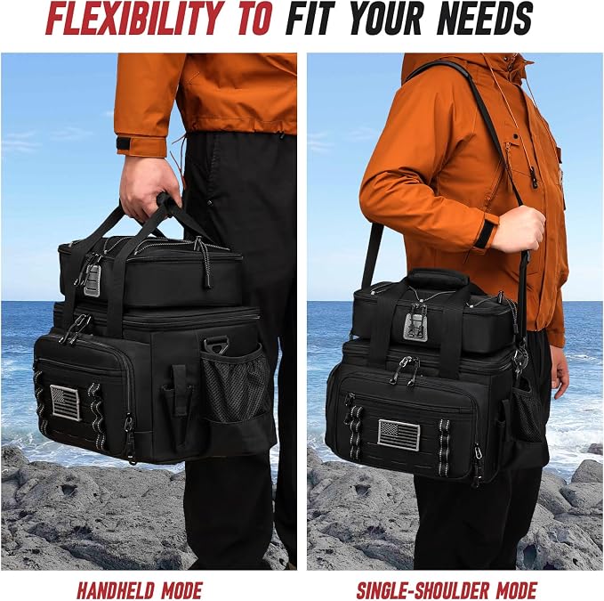 Fishing Tackle Bag, Detachable Fishing Reels Storage Pouch, Fishing Gear Organizer, Adjustable Shoulder Strap Fishing Bags for Saltwater & Freshwater