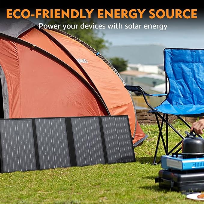 Foldable Solar Panel Charger 60W with 18V DC Output (11 Connectors) for 100W~350W Portable Power Stations Jackery/Rockpals/Flashfish/Enginstar, Portable Solar Generator for Outdoor Camping Van RV Trip