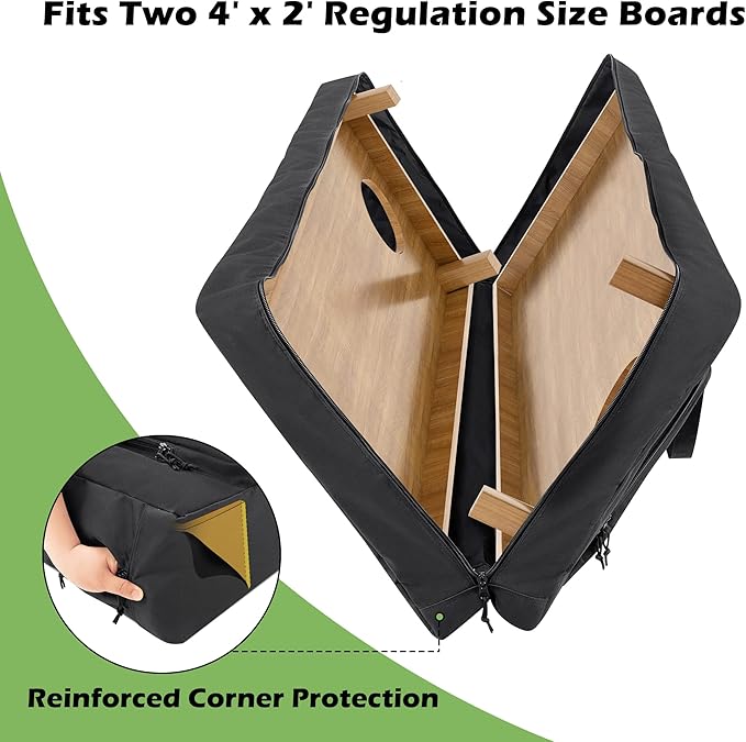 DSLEAF Cornhole Carrying Case for 4' x 2' Regulation Size, Heavy-Duty 600D Cornhole Boards Bag with Padded Shoulder Strap and Double Slide Zipper, Only Bag