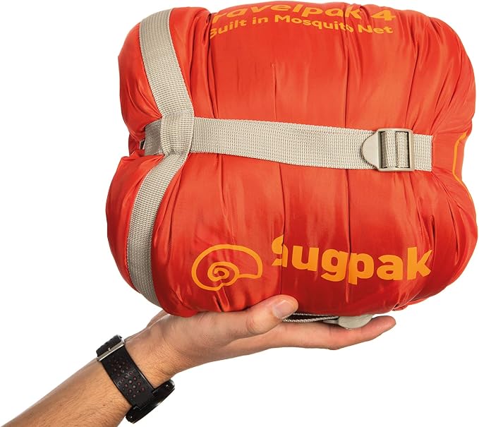 Snugpak Travelpak 4 Sleeping Bag with Mosquito Net, 19 Degree, Left Hand Zip, Pebble Gray