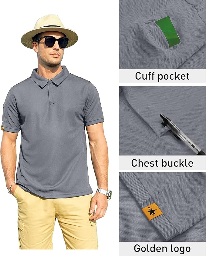 ZITY Mens Polo Shirt Short Sleeve Sports Tactical T-Shirt Athletic Golf Polos Daily Casual Stylish Collared Shirts for Men