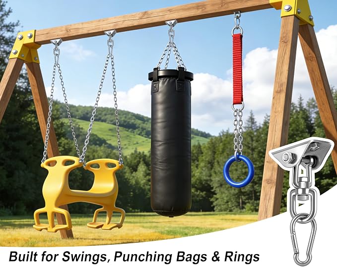 Yose Porch Swing Hanging Kit Heavy Duty 1000lbs Stainless Steel, Easy to Install Swing Hardware with Ceiling Hooks and Hammock Hooks, Complete Swing Set Accessories for Indoor Outdoor Patio Garage