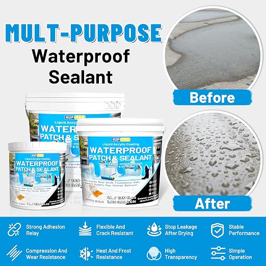 Hupeyna Liquid Waterproof Sealant, Invisible Water Proof Agent, Anti-Leakage Repairing Transparent Waterproof Coating, Indoor and Outdoor Water-Based Waterproofing Glue 1L