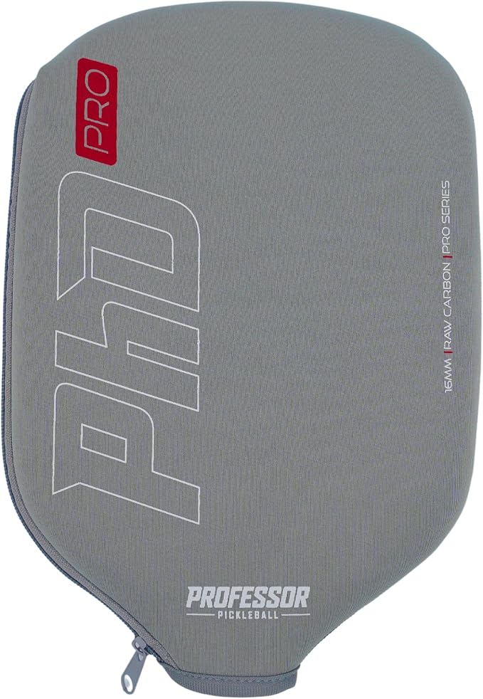 Professor PhD Raw Carbon Fiber Premium Pickleball Paddle Racket - USA Pickleball Approved - Honeycomb Core - Power & Control