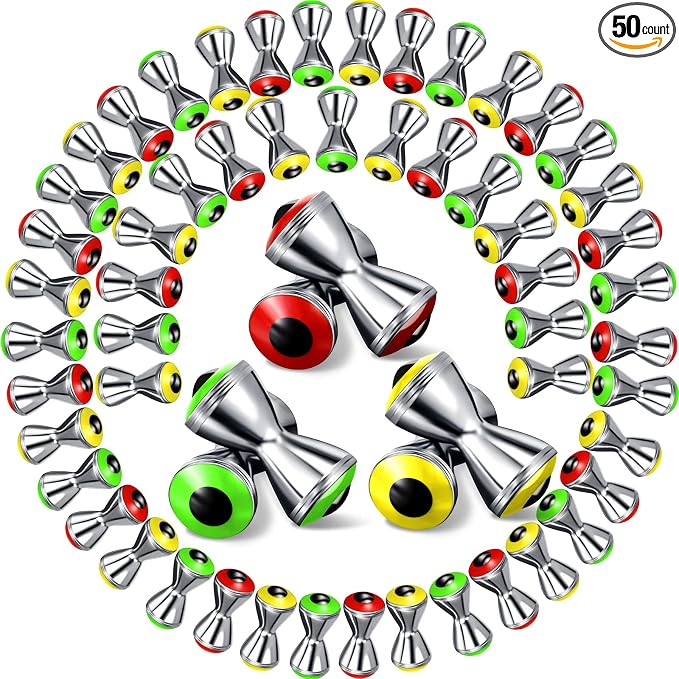 BBTO 50 Pieces Fly Tying Material - Realistic Dumbbell Eyes Alloy for Crafts Spinner Flies Fresh Water 3 Colors Shipped Randomly