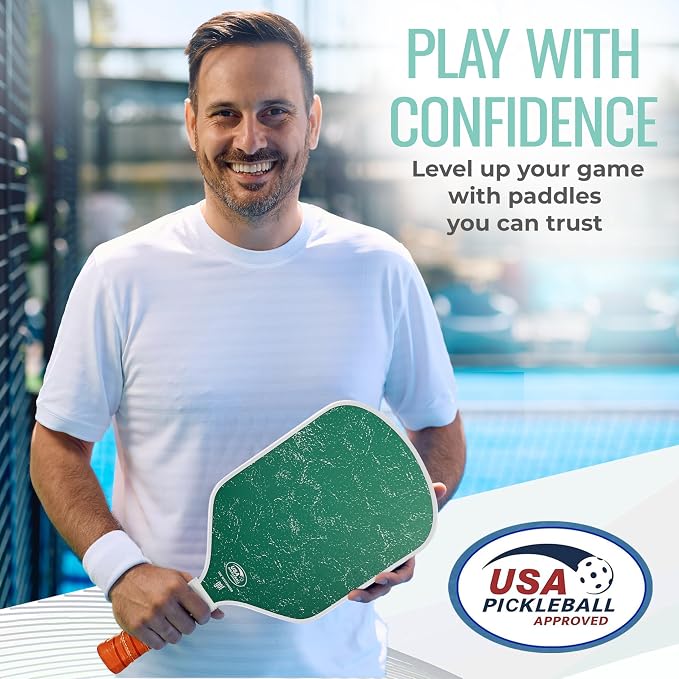 Pickleball Paddle Single and Set – USAPA Approved Lightweight Paddles, Fiberglass Surface, 13mm Honeycomb Core, Outdoor Balls & Carry Bag