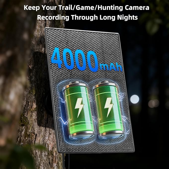 LIYVZ 3W Trail Camera Solar Panel 5V/6V, 4000mAh Solar Charger for Trail Camera, Game Camera Trail Cam Solar, Universal Hunting Camera Solar Panel