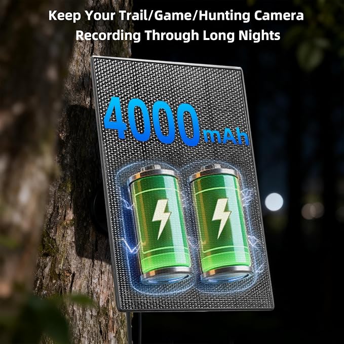 LIYVZ 3W Trail Camera Solar Panel 5V/6V, 4000mAh Solar Charger for Trail Camera, Game Camera Trail Cam Solar, Universal Hunting Camera Solar Panel, 2-Pack