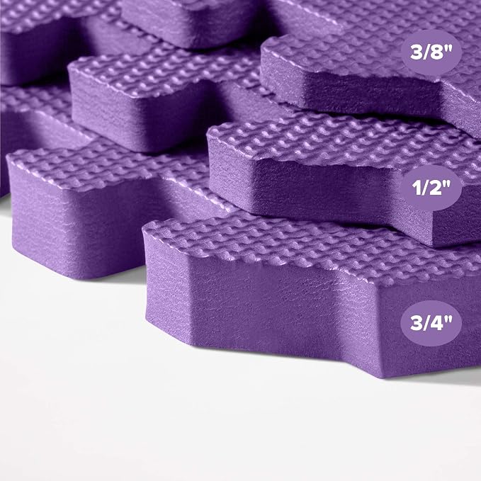 We Sell Mats 1/2" Thick Multipurpose EVA Foam Exercise Floor Mat, Interlocking Tiles, Anti-Fatigue for Home or Gym, 24 in x 24 in, 4 Tiles, Purple