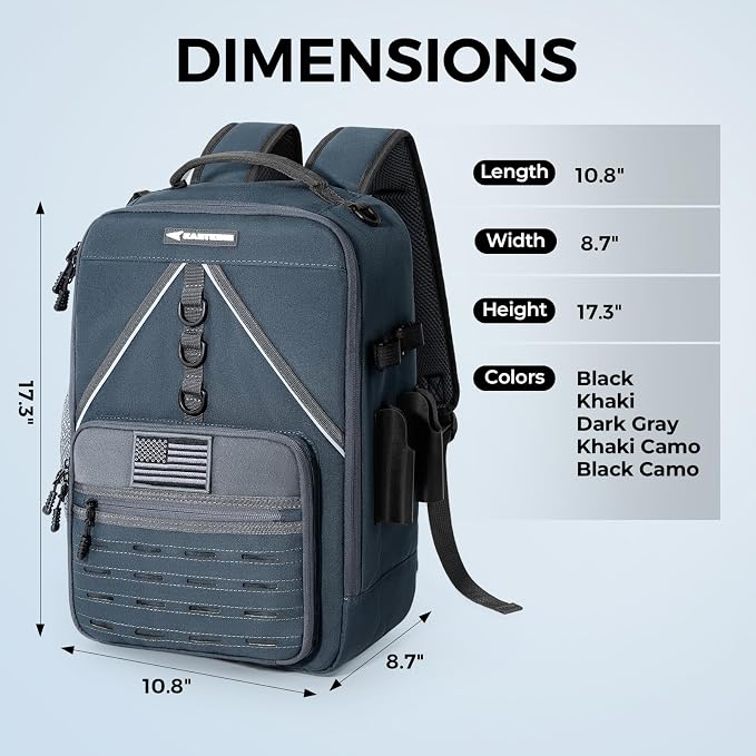 KastKing KarryAll KastMate Fishing Tackle Backpack,Water-Resistant Tackle Bag With 2 Rod Holders,Fishing Gear and Equipment With Large Gear Storage,Dark Gray