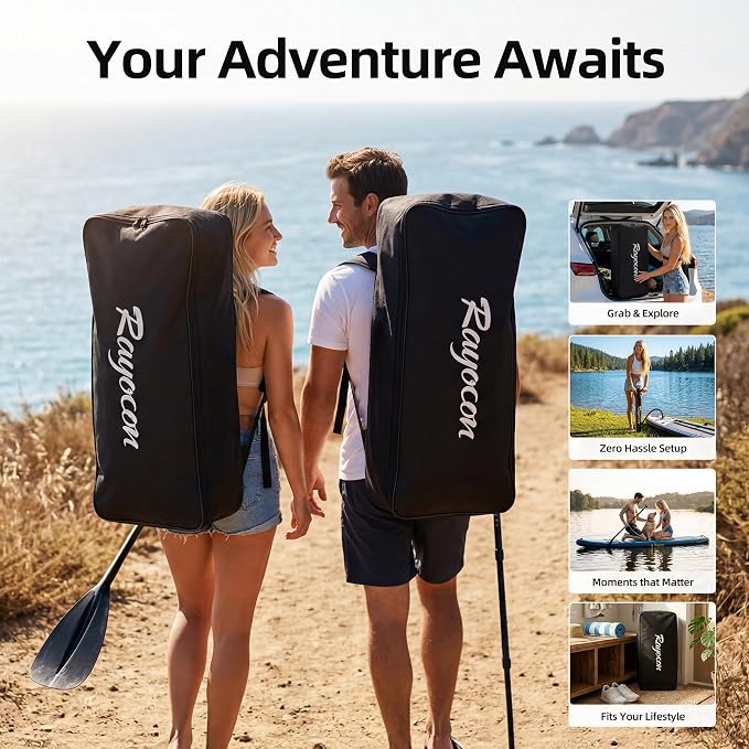 Inflatable Stand Up Paddle Board 11'×34" Extra Wide SUP, Ultra-Stable for Adults & Dog, 450lbs, Dual Chamber Pump, Fiberglass Paddle, Military Grade Dual Layer