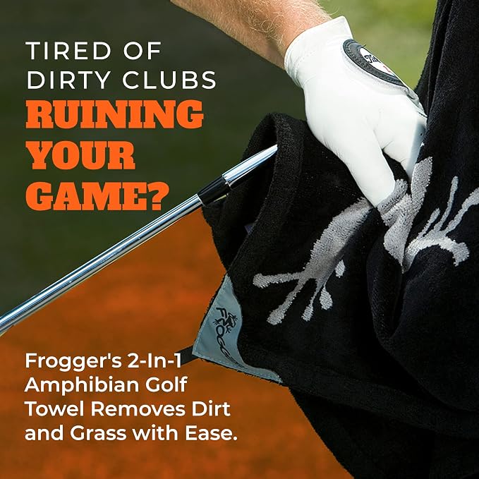 Frogger Extra Large Amphibian 2-in-1 Towel, Golf Bag Rain Hood, Cover Equipment When Raining, Clean with Wet Exterior, Dry with Interior