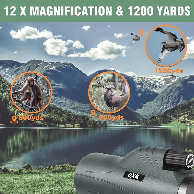 12x56 High Power Monocular Telescope with Smartphone Adapter Tripod Travel Bag, Larger Vision Monoculars for Adults with BAK4 Prism & FMC Lens, Suitable for Bird Watching Hunting Hiking Camping