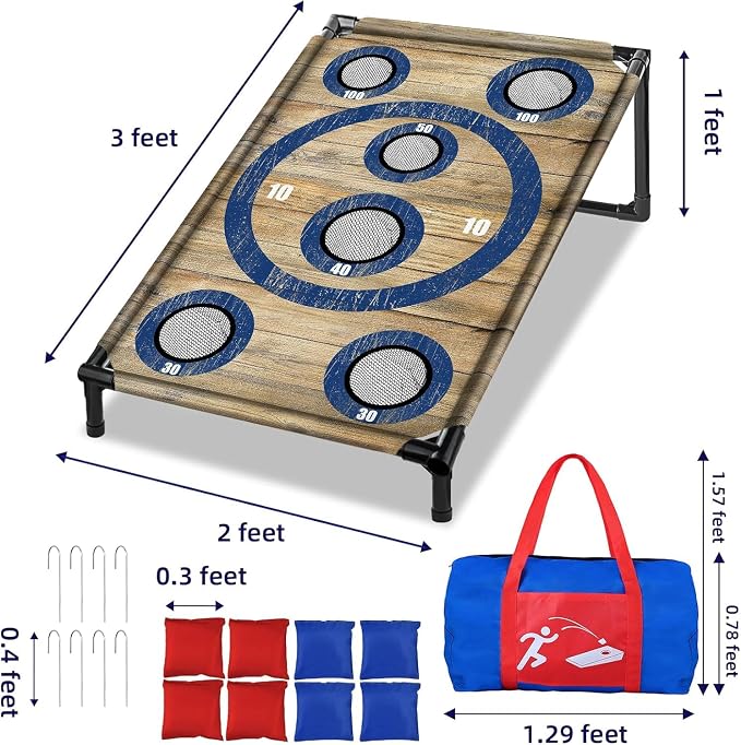 NZQXJXZ Portable Cornhole Board Set with 8 Bean Bags Corn Hole Toss Game Cornhole Games for Indoor and Outdoor Parties, Ideal for Kids, Adults, Camping Travel,Parties,Beach, Yard