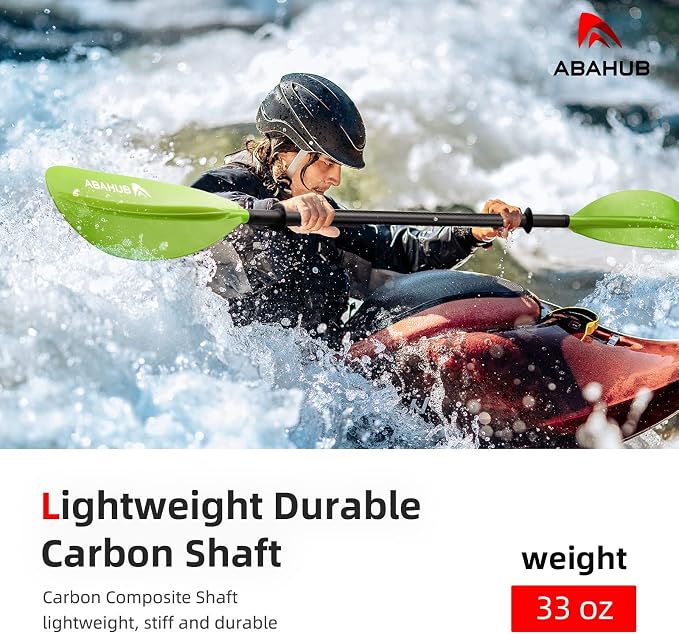 Abahub 1 x Carbon Kayak Paddles, 90.5 Inches Kayaking Oars for Boating, Canoeing with Free Paddle Leash, Carbon Fiber Shaft Black/Blue/Green/Orange/Yellow/White/Red Plastic Blades