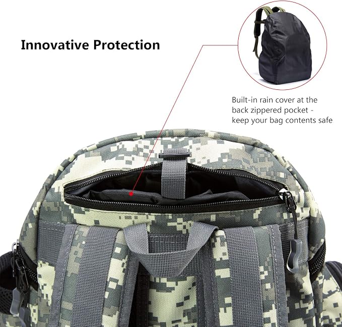 BASSDASH Fishing Tackle Backpack Water Resistant Tactical Bag Soft Tackle Box with Rod Holder and Protective Rain Cover