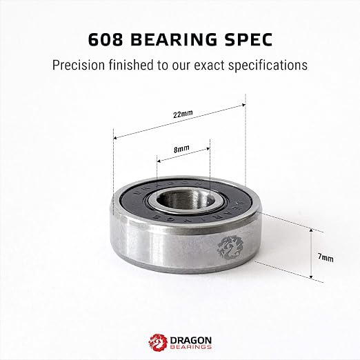 Fireball Dragon Roller Skate Bearings 16 Pack - High Performance Skate Rated Rollerblade Bearings - Dragon Roller Bearing Inline Skate Bearings, Guaranteed for Life (ONE Size, Race)