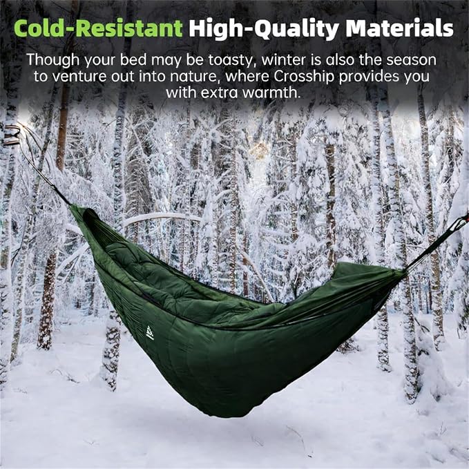 Hammock Underquilt for Camping Hammock, Full Length Camping Quilt for Lightweight Soft Warm 3-4 Seasons 41-68°F, Great for Hiking Backpacking Traveling(Hold Up to 500lbs) - Forest Green