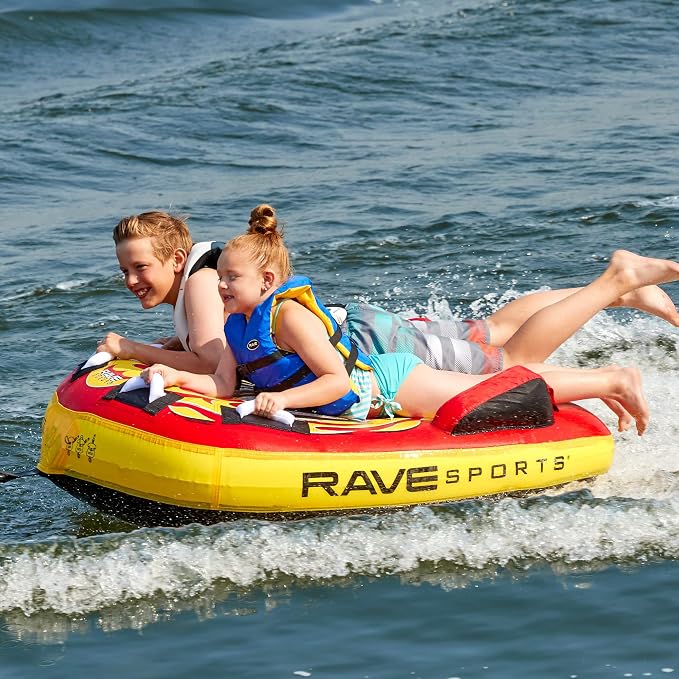 RAVE Sports Diablo II Boat Towable Tube - Inflatable Boating Tube for 1-2 Riders - Heavy-Duty Water Tube for Boats to Pull - Water Sports Towable with Quick Connector