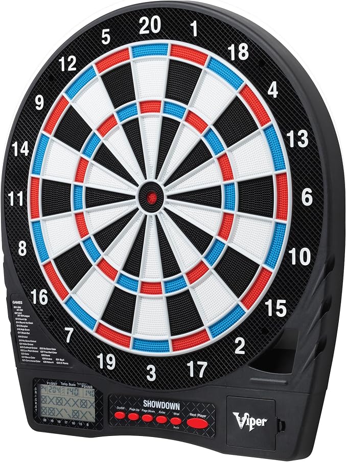 Viper Showdown Electronic Dartboard, 15.5 in Regulation Target, 32 Games, 590 Options, Battery Powered, 6 Darts Included, Black
