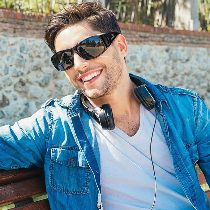 LVIOE Over Glasses Sunglasses Wrap Around Polarized Sunglasses for Men Women Fit Over Prescription Glasses with UV Protection