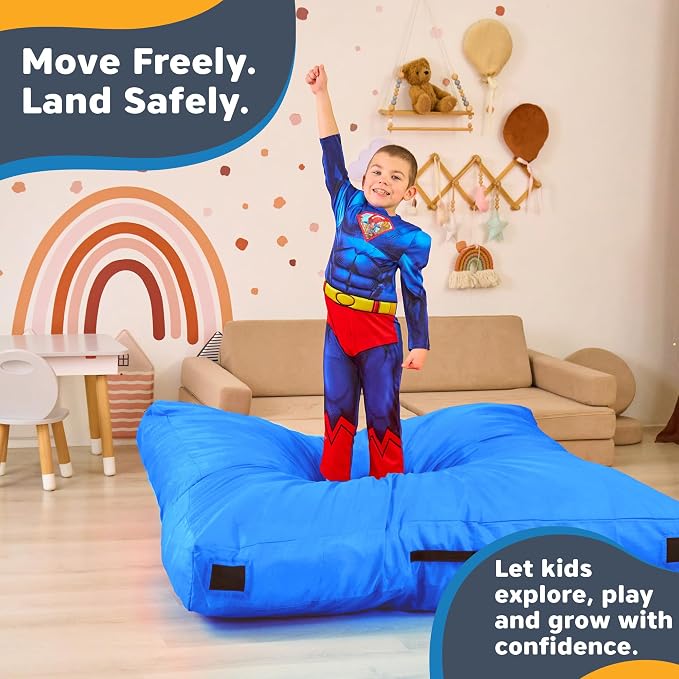 SaferBounce Crash Pad for Kids Sensory | Big 5Ft x 5Ft, 3Ft x 4Ft Or 3Ft x 3Ft | Autism Sensory Crash Mat for Jumping Play | Crashpad | Soft Foam Landing Pad | Giant Mat Pillow | Climbing, Gymnastics