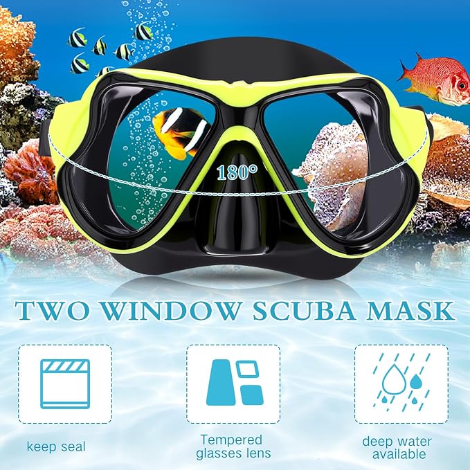 12 Pcs Snorkeling Goggles for Adults Scuba Diving Mask Anti Fog Dive Mask Snorkeling Gear for Men Women Panoramic Swimming Goggles with Nose Cover for Diving, Swimming