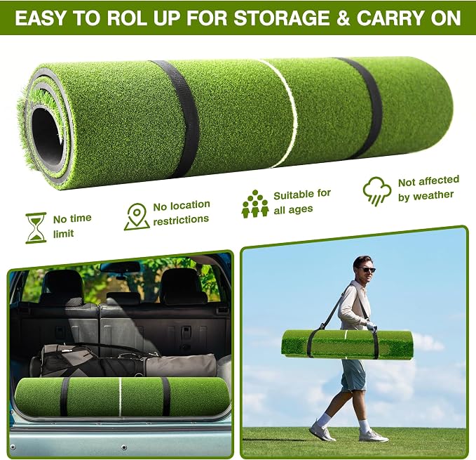 VIVITORY 5x4ft 21mm-45mm Golf Mat with Ball Tray, Thickening Golf Hitting Mat, Integrated Golf Practice with 10 Golf Balls, 7 Golf Tees, Artificial Golf Turf Mat Practice Swing Mats