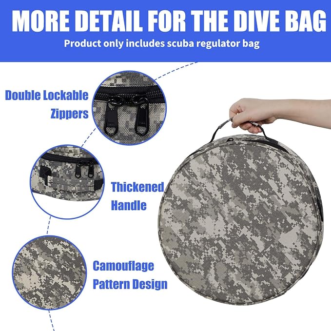 Scuba Regulator Bag, Diving Regulator Protective Bags with Double Lockable Zippers Carry on Bag for Dive Regulator with Adjustable Shoulder Strap