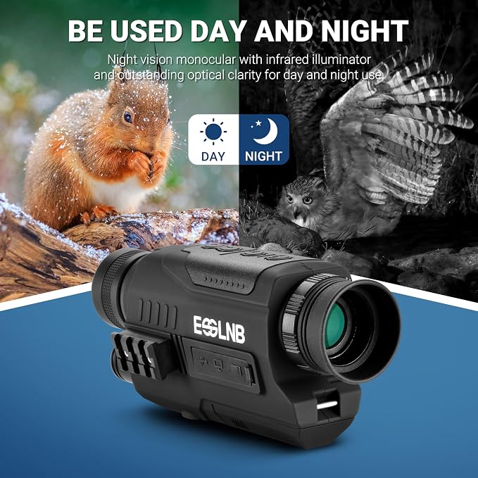 ESSLNB Night Vision Monocular, 6x32 Night Vision Infrared Monocular, Portable Digital Night Vision Scopes for Day & Night Camping, Surveillance, 1080P Full HD Photo & Video